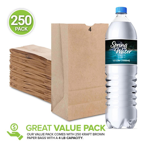 Bolsas De Almuerzo En Papel Marrón, Pack De 4 Uds Para Hogar