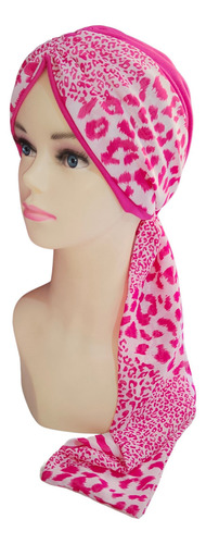 Turbante Oncológico Para Mujer De Algodón C/ Banda Mascada Color Fucsia