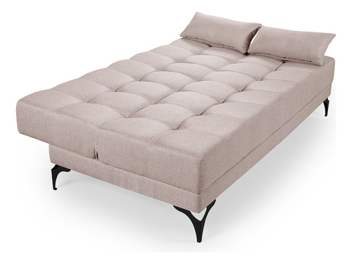 Sofa Cama Target Nevada Solteiro Reclinavel Linho Pes Ferro Cor Creme