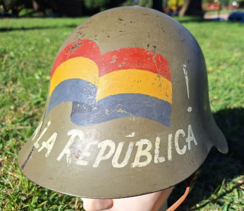Casco Antifranquista Guerra Civil Española Viva La Republica (Usado)