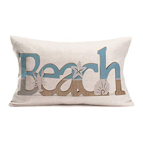 Funda De Almohada Lanzar Hopyeer Ocean Beach Palabras D...