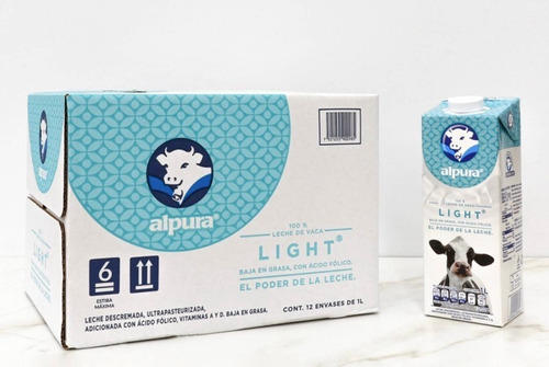 Leche Alpura Ligth, 12 Piezas, 1 Litro Osh