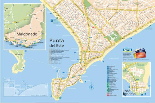 Mapa De Punta Del Este - Maldonado - Lámina 45x30 Cm.