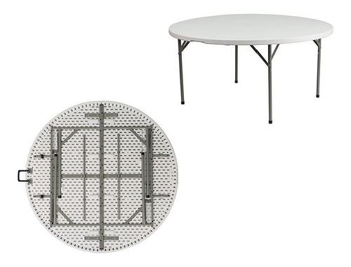 Imagen 2 de 3 de Mesa Redonda Plegable Acero Práctica Comedor Jardín Piscina