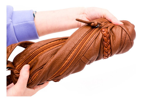 Imagen 6 de 10 de Bolsa Dama Suave Cuero Gran Capacidad Impermeable P/ Viaje