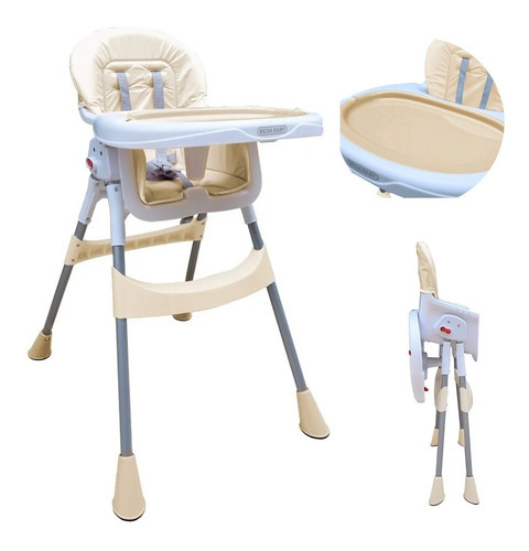 Silla De Comer Mega Baby Para Bebe New York Doble Bandeja Nombre Del Diseño Mega Baby Color Beige