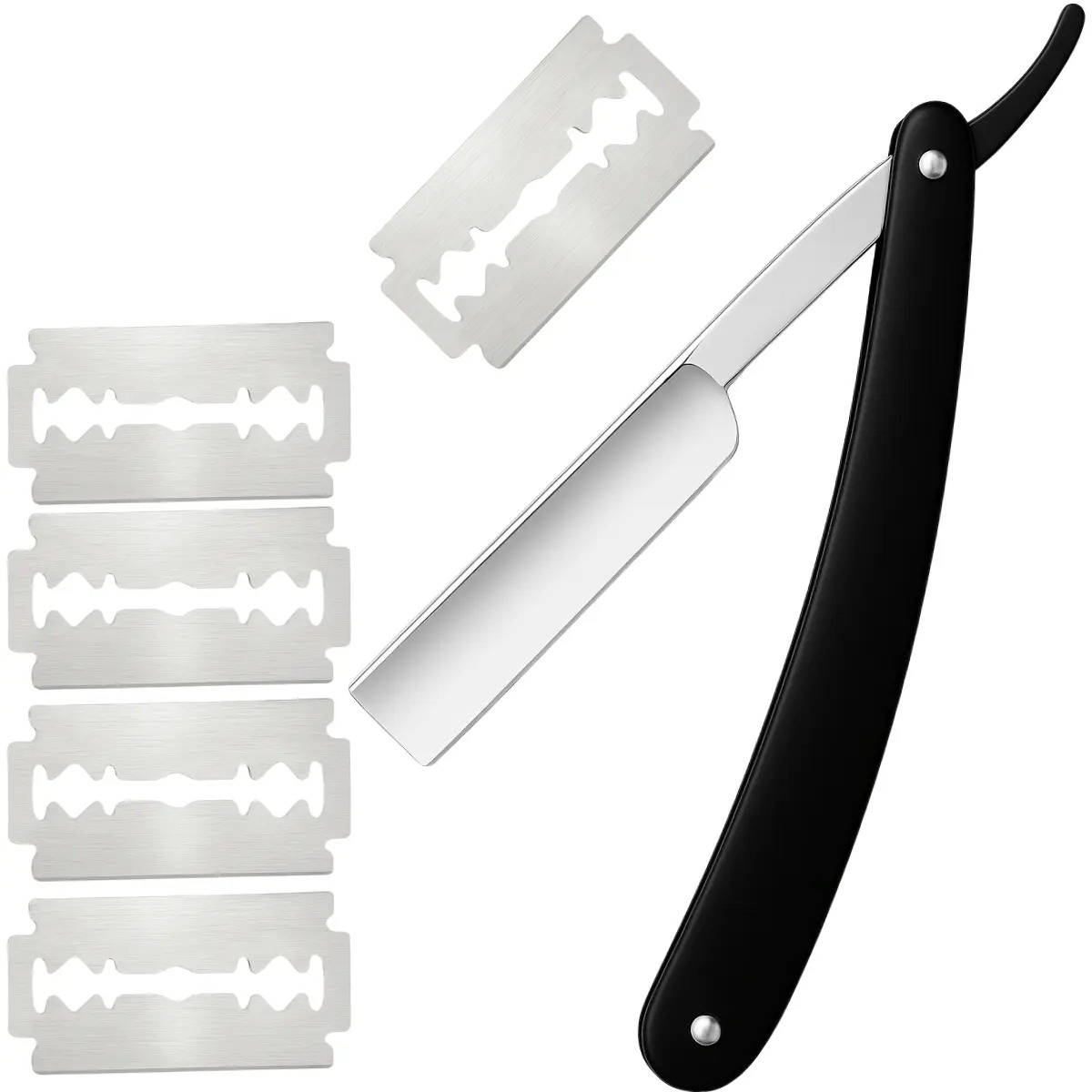 Kit Navalhete Navalha Profissional + 10 Lâminas Aço Inox Newfy Acabamento Rosto Barba Para Barbeiro