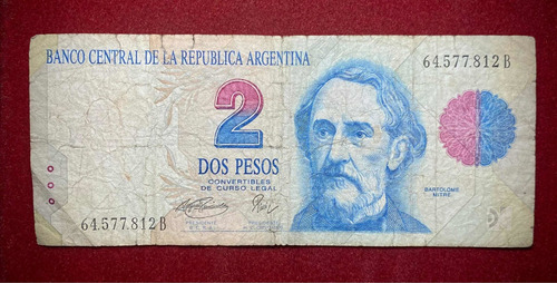 Billete 2 Pesos Convertibles 1995 1er Diseño Bottero 3017