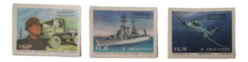 3 Sellos Nuevos Argentina Año 1.992. Caídos Por La Patria 