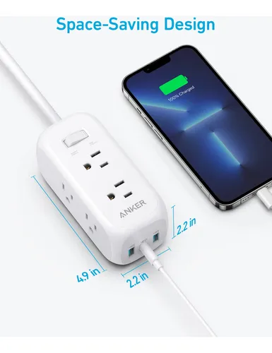 Power Strip Anker Usb C, Suministro De Energía, 20 W, 6 Ench