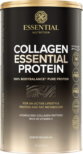 Suplemento em pó Essential Nutrition  Collagen Essential Protein colágeno Collagen Essential Protein sabor  baunilha em lata de 457.5g