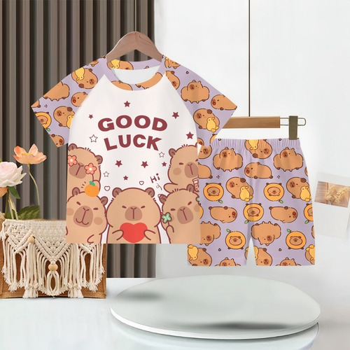 Conjunto De Ropa Deportiva Con Estampado De Capibara Para Ni