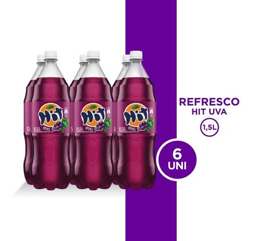 Refresco Hit Uva Sin Calorías Pet 1.5l 6 Unidades.