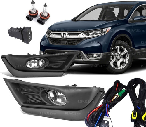 Kit Faro Niebla Crv Cr-v 2017 2018 Bisel Negro *