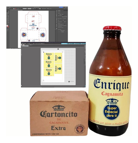 Pack Digital Cartoncito Y Etiqueta De Caguamita Imprimibles!