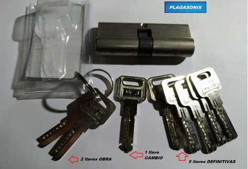 Imagen 4 de 9 de Cilindro Europerfil 70mm 35/35 Simetrico Leva Llaves Obra
