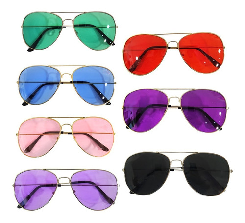 Lentes Aviador Anteojos Colores Surtidos X 1 Fiesta - Cc