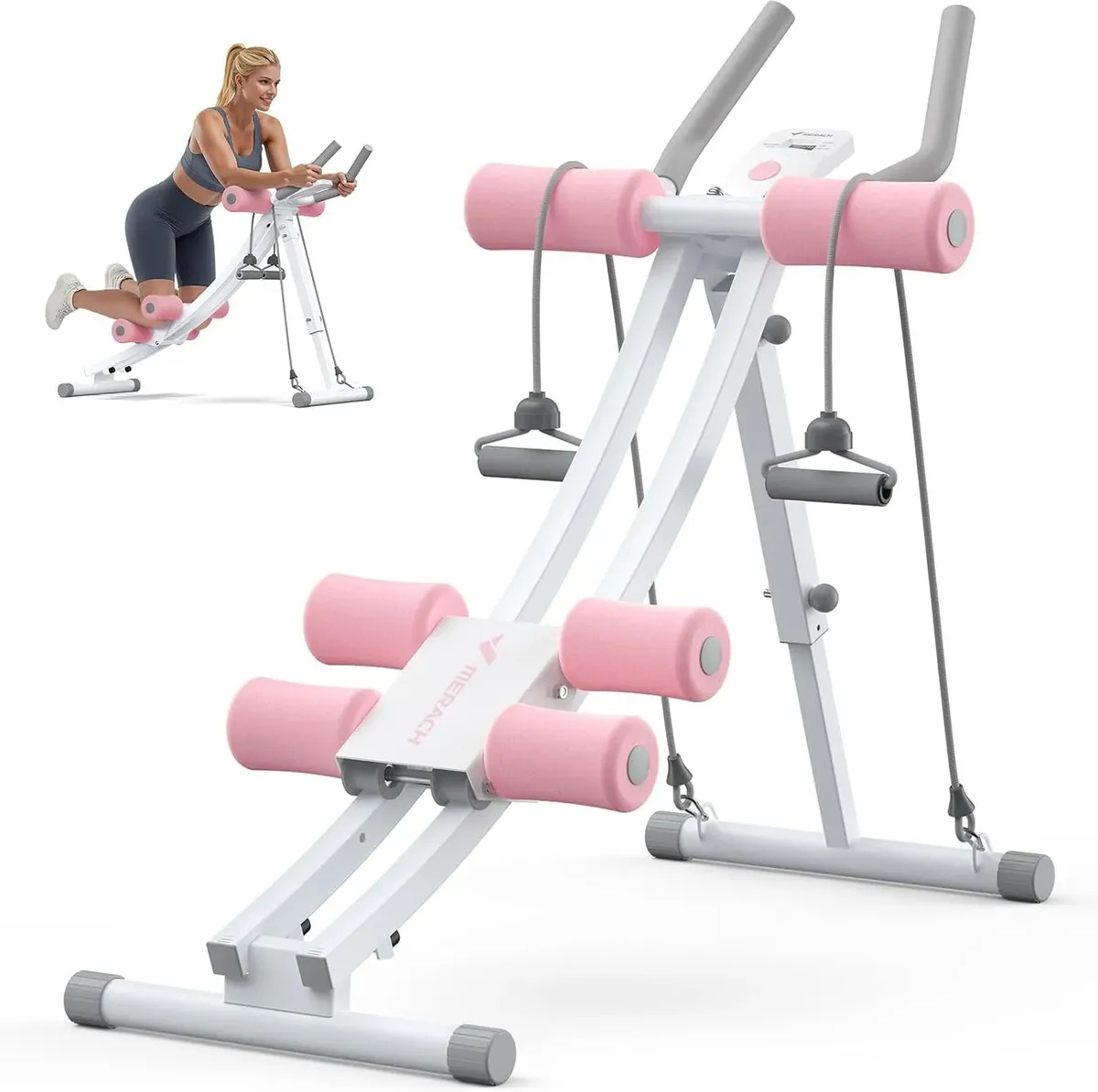Máquina Abdominal Merach Plegable con Riel Doble para Abdomen y Ejercicio en Casa