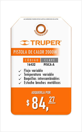 Imagen 5 de 5 de Pistola De Calor 2000w Profesional Truper 16432