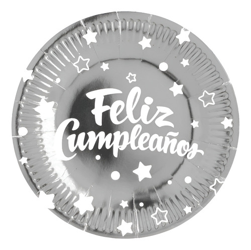 10 Platos Desechables Decoración Cumpleaños Plato Gris 23cm 