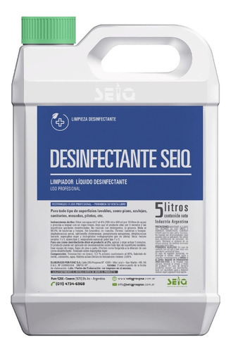 Desinfectante Seiq Amonio Cuaternario Bactericida Virucida