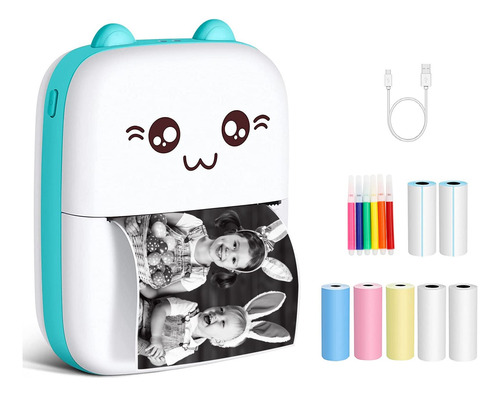 Mini Impresora Portátil Térmica Bolsillo 7 Rollos Mmg