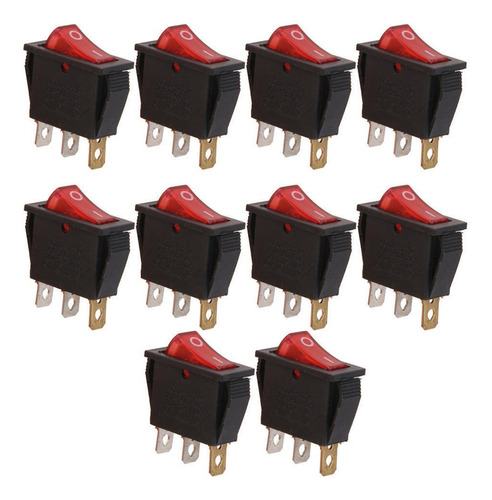 10pcs 125-250v Led Rojo Encendido / Apagado Pulsador Coche