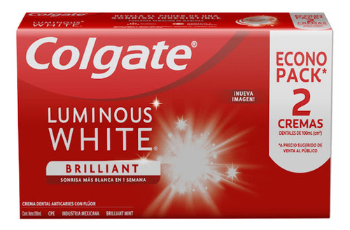 Crema Dental Colgate Luminous White Brilliant White 75 Ml X 