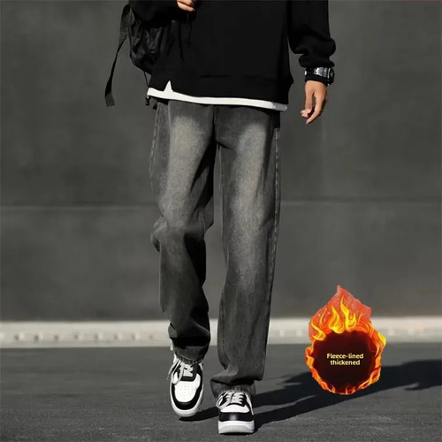 Pantalones Casuales De Corte Recto Para Hombre, Jeans Negros
