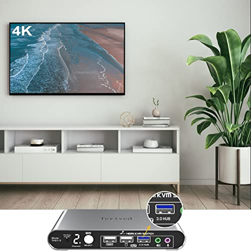 Terived 2 Port Hdmi Usb 3.0 Kvm Switch Con Carcasa De