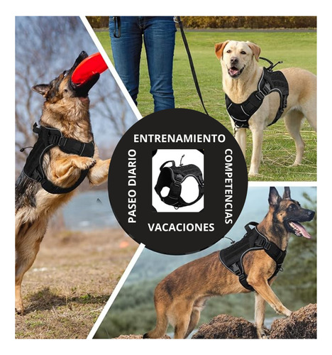 Arnes Para Perro- Pechera Pretal Antitirones Reforzado Negro L Pretal Negro