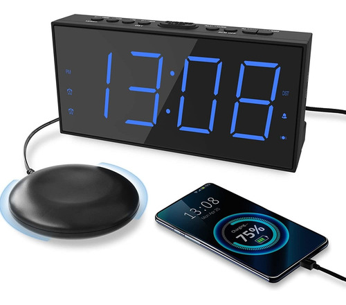 Reloj Despertador Extra Fuerte Con Agitador De Cama, Reloj D