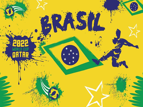 Painel De Festa Tecido Copa Do Mundo, Vai Brasil! 2x1,5m