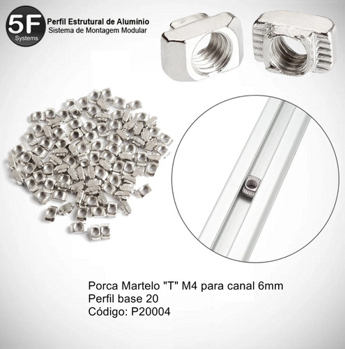 Imagem 2 de 7 de Porca Martelo (t) Canal 6 M4 (slot)