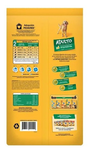 Imagen 2 de 9 de Alimento Pedigree Óptima Digestión Etapa 2 para perro adulto todos los tamaños sabor carne, pollo y cereales en bolsa de 21 kg