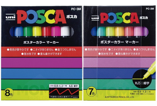 Marcadores Posca 3m - Set Básico + Set Pastel - 15 Colores