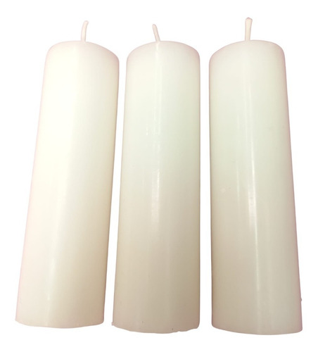 Velas Blancas 3 Unidades 12 Cm De Alto X 3 Cm De Ancho