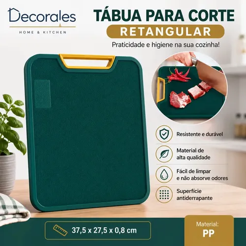 Tábua  De Corte Antibacteriana Para Carnes Legumes Anti-mofo Cor Verde Retangular Decorales