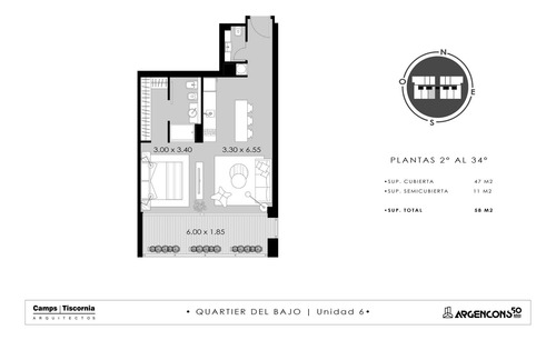 Departamento 2 Ambientes Amplios Con Posibilidad De División Piso Alto En Quartier Del Bajo