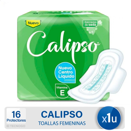 Imagen 1 de 4 de Toallas Femeninas Calipso Normal Gel Seda 16u Toallitas Alas