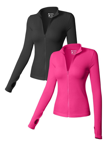 Oqq Women 2 Piezas Tops De Manga Larga Cuello Delantero Con