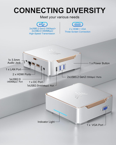 Kamrui Gk3 Plus Mini Pc 16gb Ram 512gb M.2 Ssd, Intel 12th A