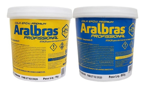 Aralbras 24hs Profissional Cola Epóxi - Conjunto 1,8kg