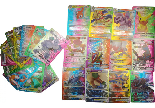 Box Com 55 Cartas De Pokemon Edicao Especial Colorida Cartas Coloridas Vmax Ingles Rainbown