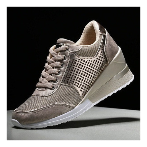 % Zapatillas Informales Transpirables Con Tacón De Cuña De