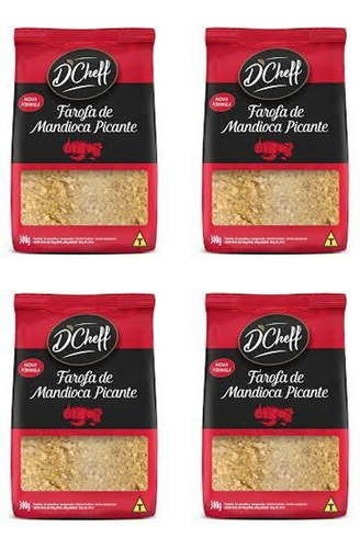Farofa De Mandioca Picante D´cheff 300g - Kit C/ 4 Unds