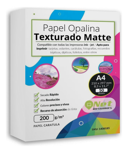 Papel Opalina Texturado Matte A4 50h 200gr 