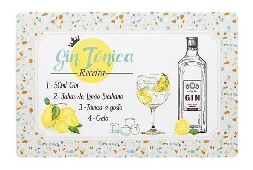 Jogo Americano Kit 4 Pç Pvc Retangular Limpa Fácil Estampado Gin