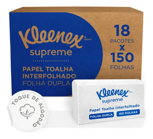 Kimberly Clark Kleneex Supreme papel interfolha 18 pacotes de 150 folhas