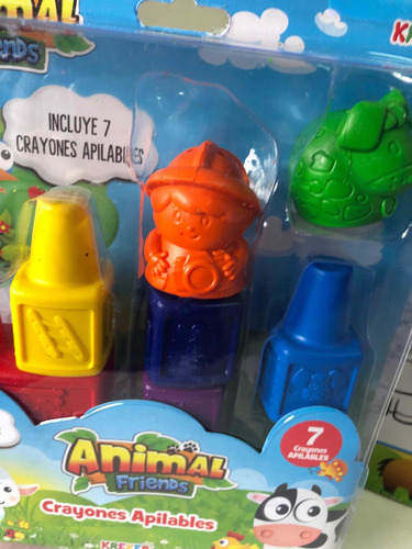 Imagen 2 de 7 de Crayones Apilables Animales De La Granja Kreker